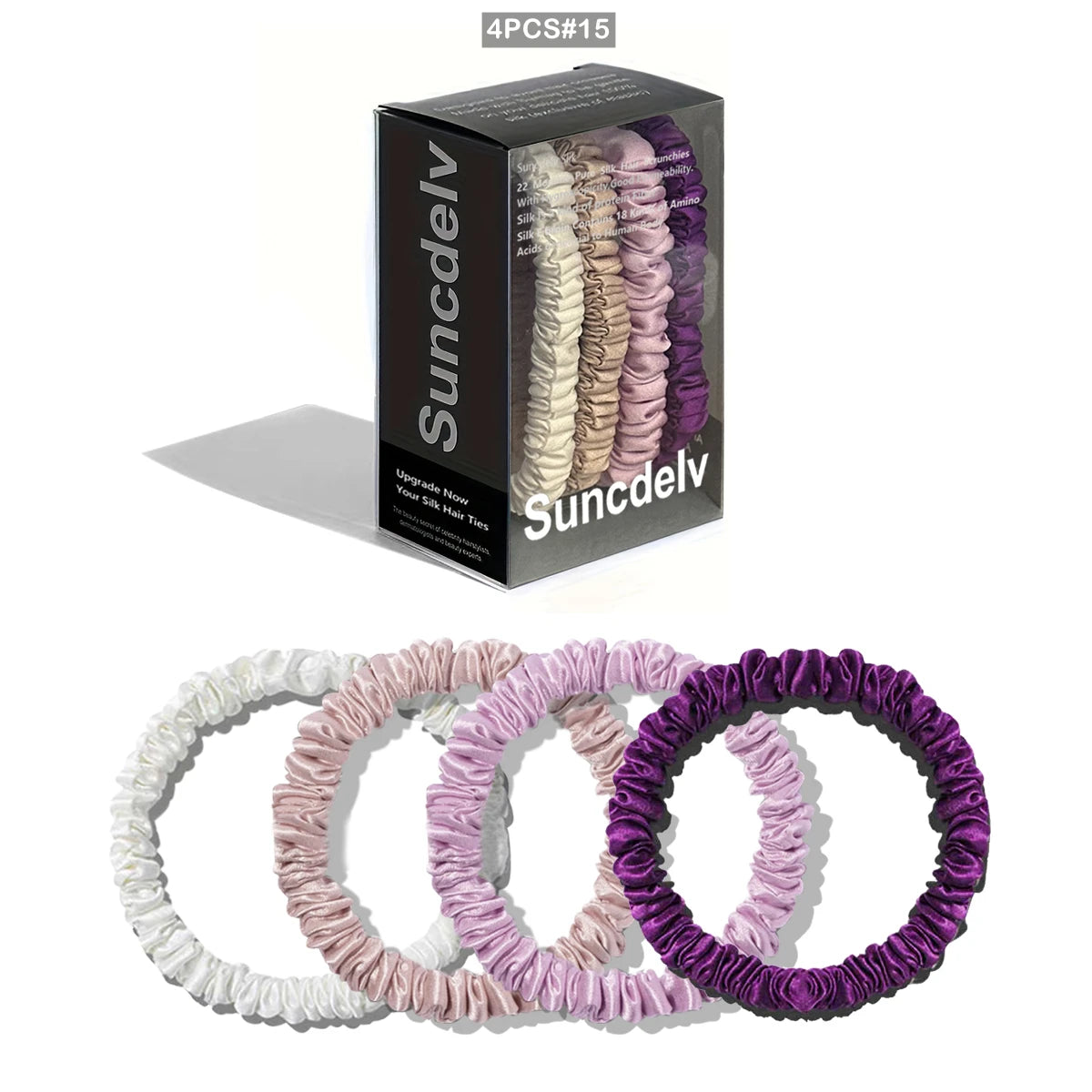 Silk Hair Scrunchies - Antibacterial 22 Momme Mulberry Silk Scrunchies for Hair Care (4-5 Pack)