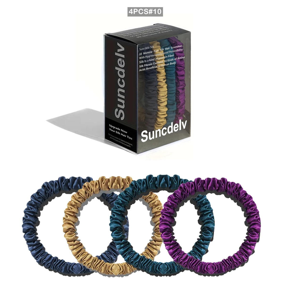 Silk Hair Scrunchies - Antibacterial 22 Momme Mulberry Silk Scrunchies for Hair Care (4-5 Pack)