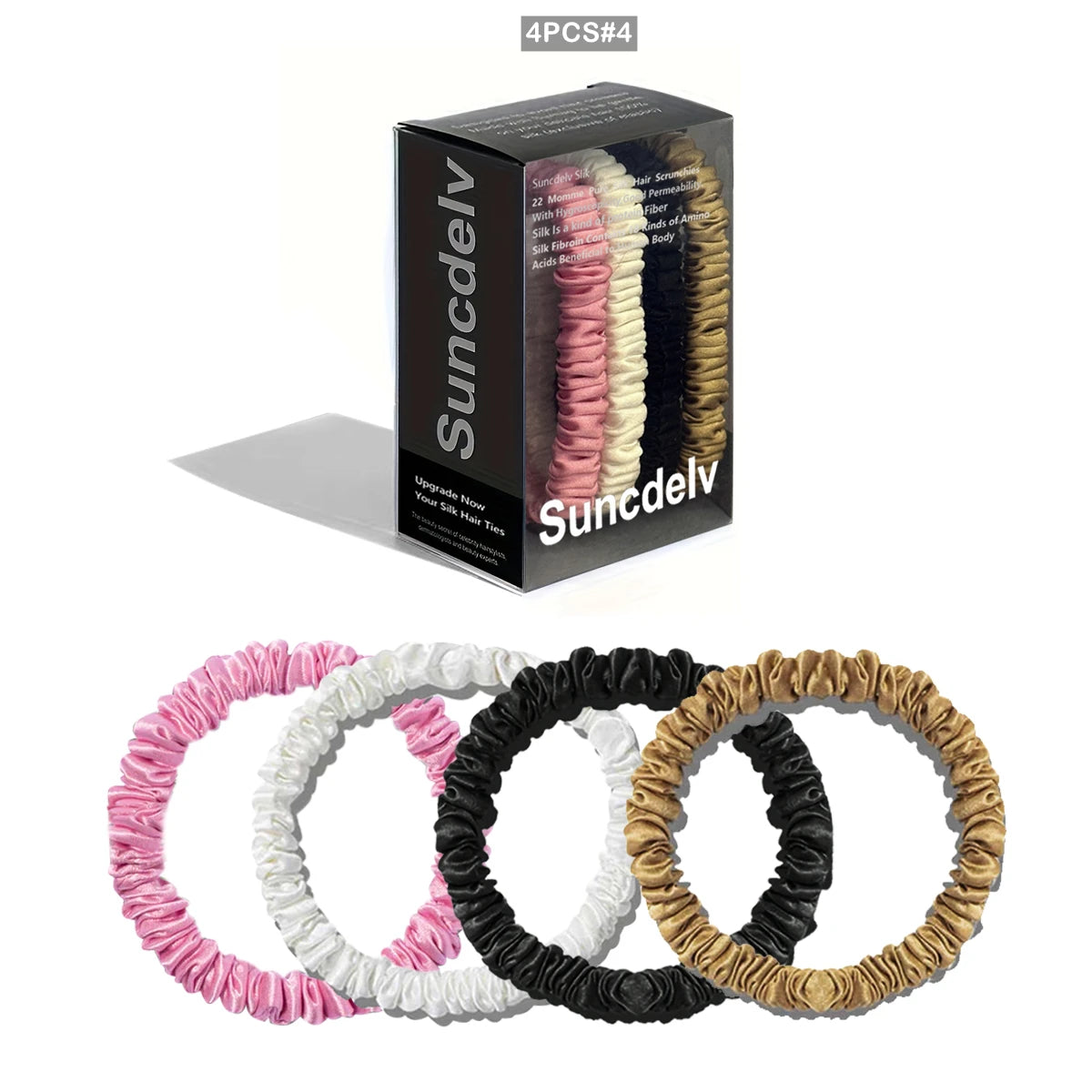 Silk Hair Scrunchies - Antibacterial 22 Momme Mulberry Silk Scrunchies for Hair Care (4-5 Pack)