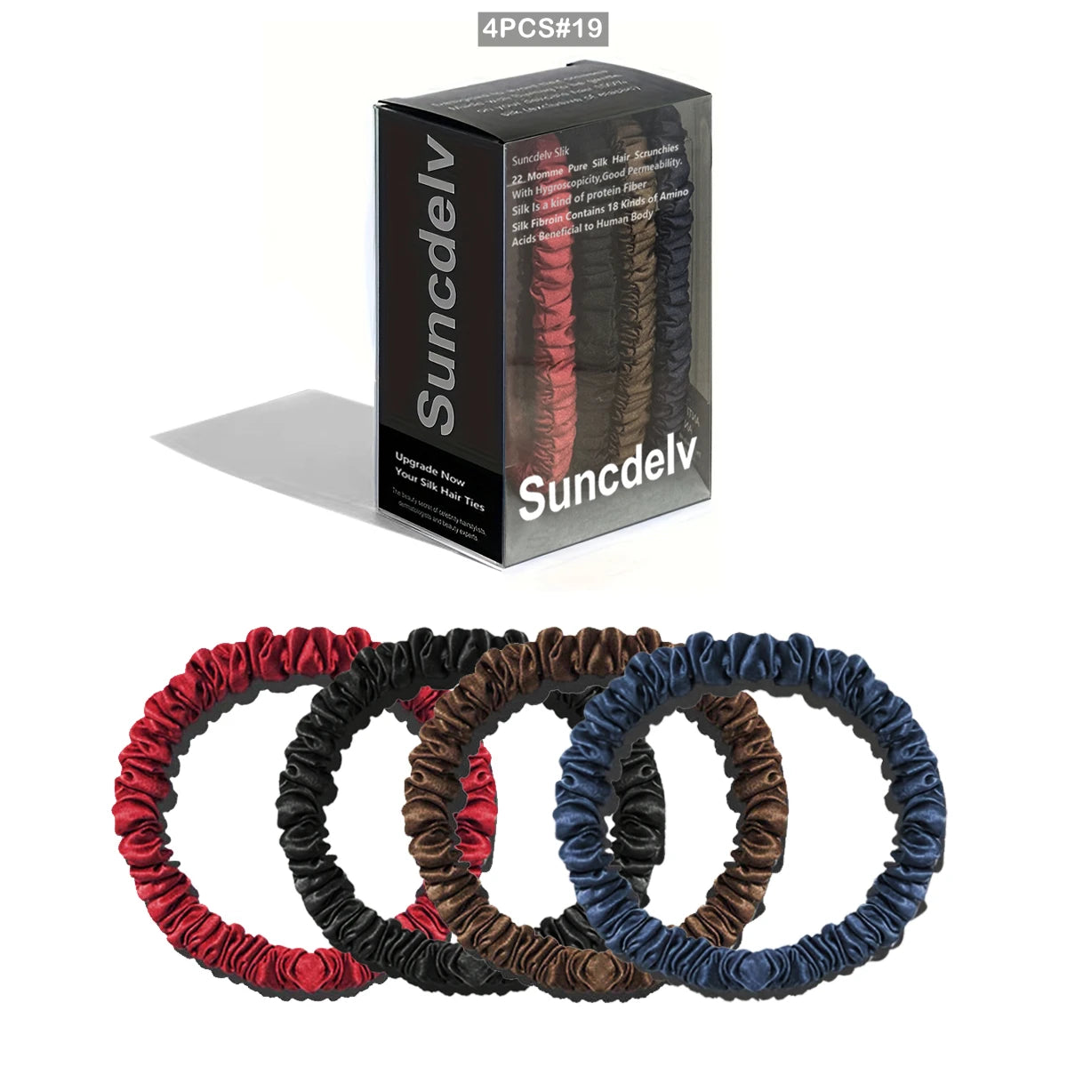 Silk Hair Scrunchies - Antibacterial 22 Momme Mulberry Silk Scrunchies for Hair Care (4-5 Pack)