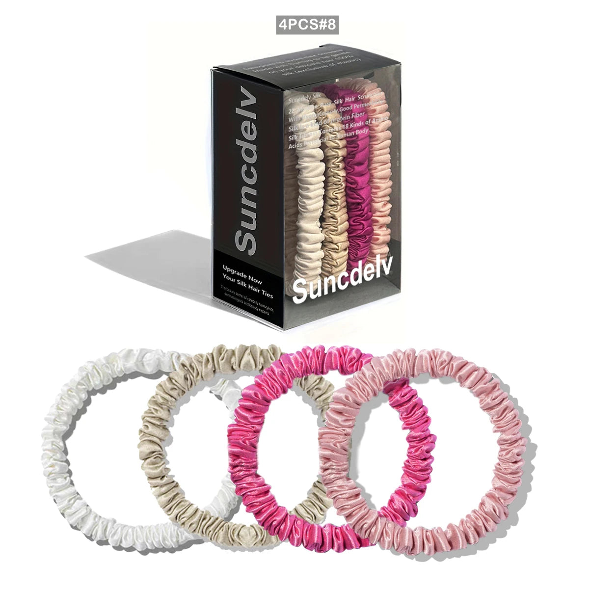 Silk Hair Scrunchies - Antibacterial 22 Momme Mulberry Silk Scrunchies for Hair Care (4-5 Pack)